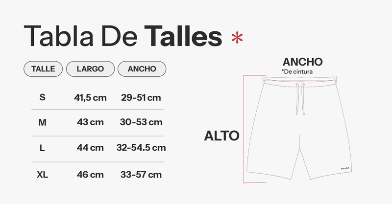 Tabla de talles de Bermuda Vintage Multicercle