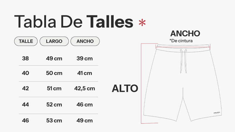 Tabla de talles de Bermuda Savage