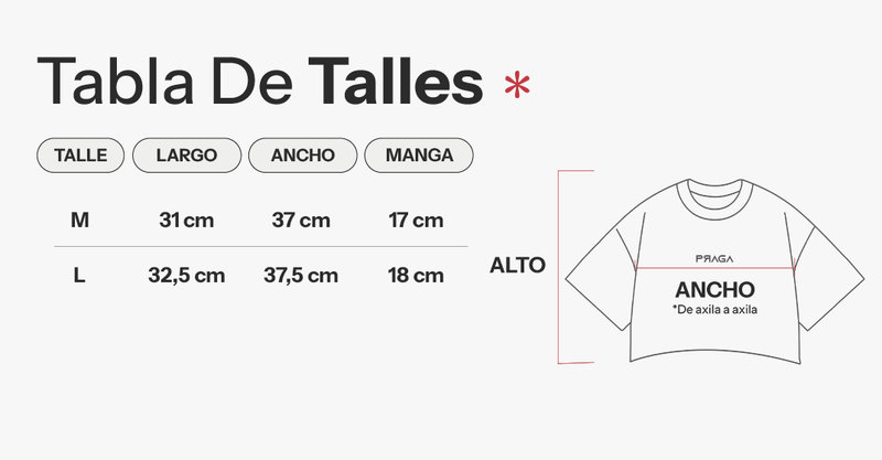 Tabla de talles de Crop Top Rhythm