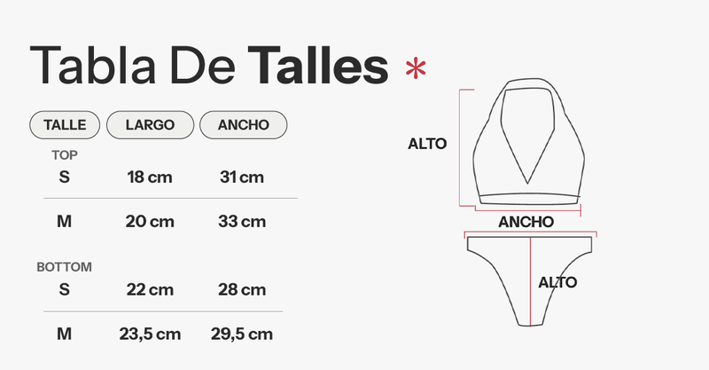 Tabla de talles de Set Íntimo Sheriff