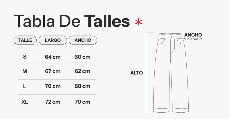 Tabla de talles de Baggy Cream