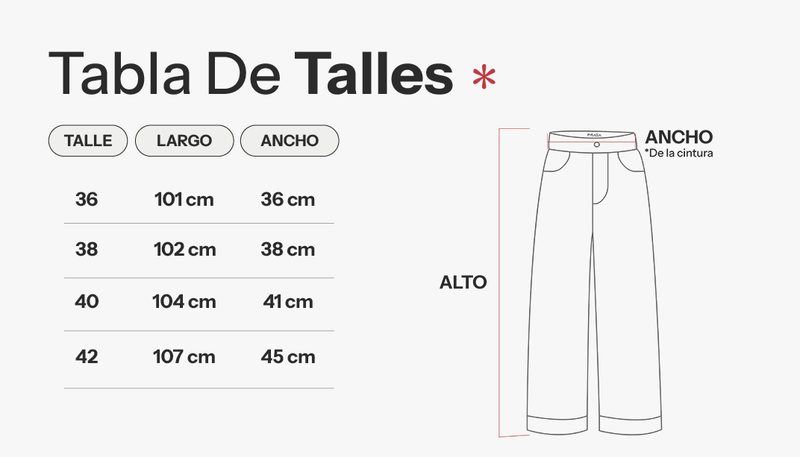 Tabla de talles de Pantalón Blackout Cargo