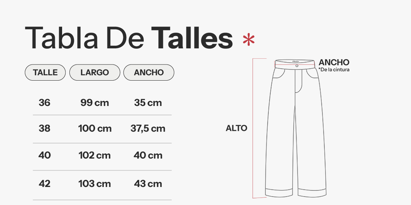 Tabla de talles de Pantalón Savage Track
