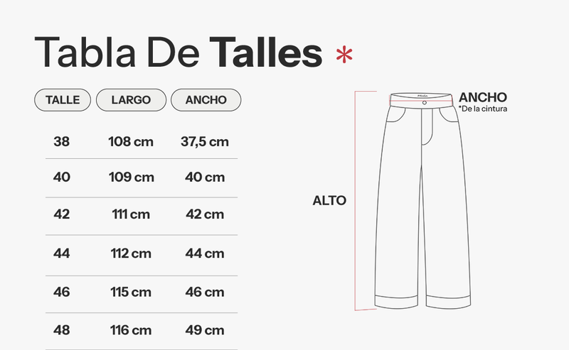 Tabla de talles de Pantalón Baggy Steve