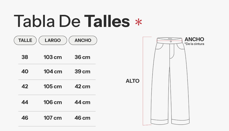 Tabla de talles de Pantalón Savage - Negro