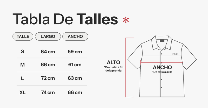 Tabla de talles de Camisa Raisa